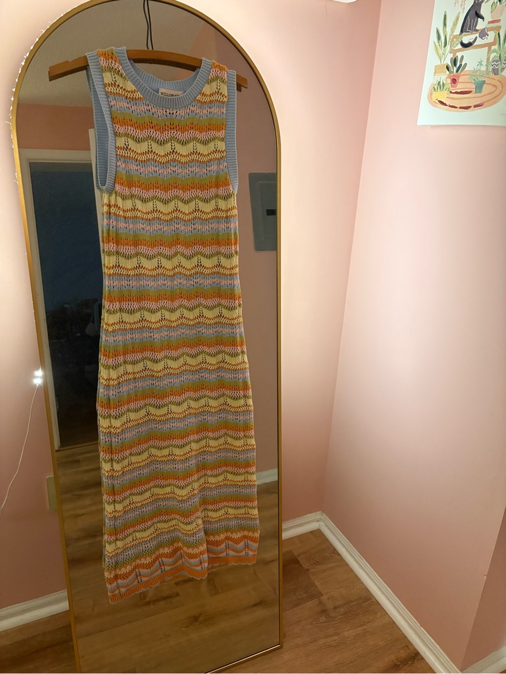 Sleeveless Multicolor Knit Midi Dress — Soft Pastel Stripe